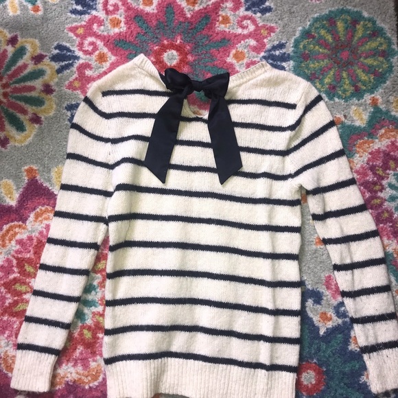 Off-white sweater with navy blue stripes - Picture 2 of 2
